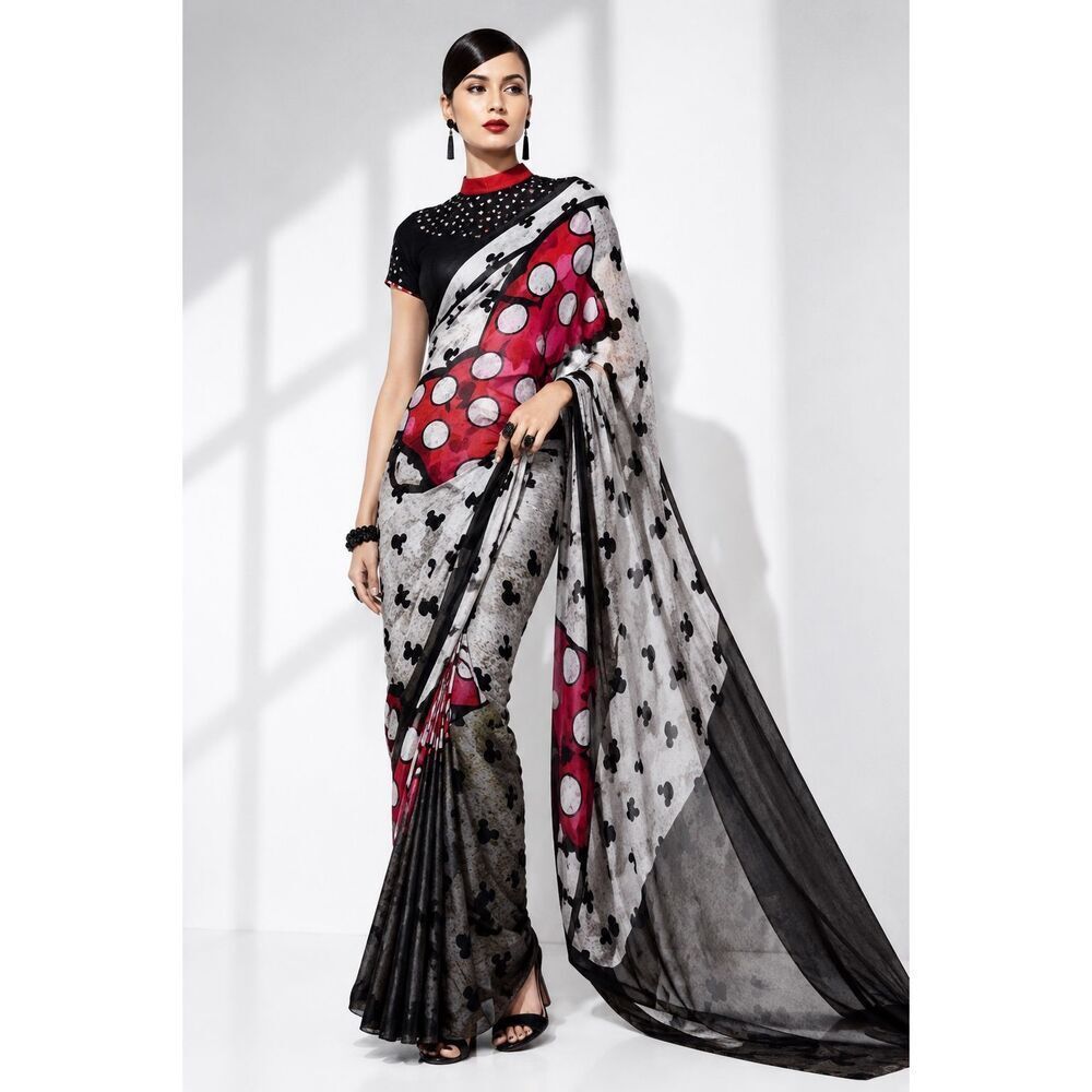 Disney x Satya Paul NWT Minnie Mouse Georgette Saree Wrap Scarf Rare Collectible